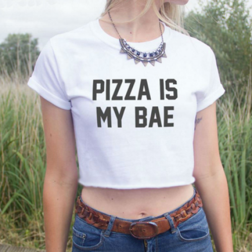 Pizza Is My Bae Letters Printed Shirt