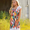 Short Sleeve Colorful Plaid Printed Dress