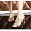 Square Heel Slip-on Rhinestone Sandal