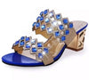 Square Heel Slip-on Rhinestone Sandal