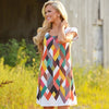 Short Sleeve Colorful Plaid Printed Dress