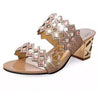 Square Heel Slip-on Rhinestone Sandal