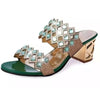 Square Heel Slip-on Rhinestone Sandal